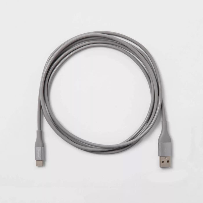Heyday 6' USB-C to USB-a Round Cable - Cool Gray/Silver Open Box