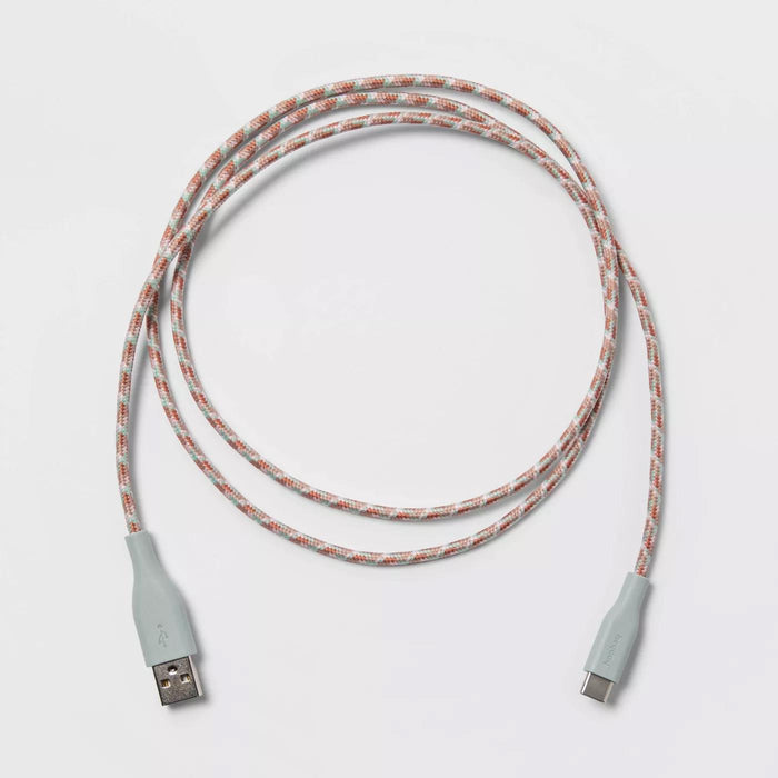 heyday 4' USB-A to USB-C Braided Cable - Misty Blue Open Box