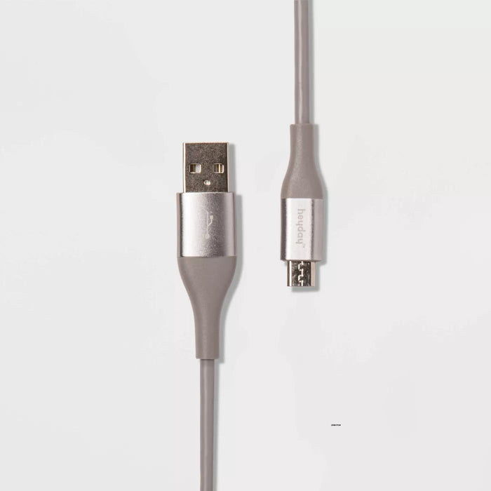 Heyday 6' Micro-USB to USB-a Round Cable - Cool Gray/Silver Open Box