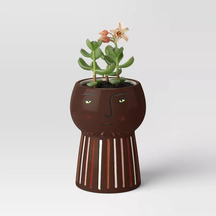 6" Outdoor Ceramic Family Planter Dark Brown - Opalhouse