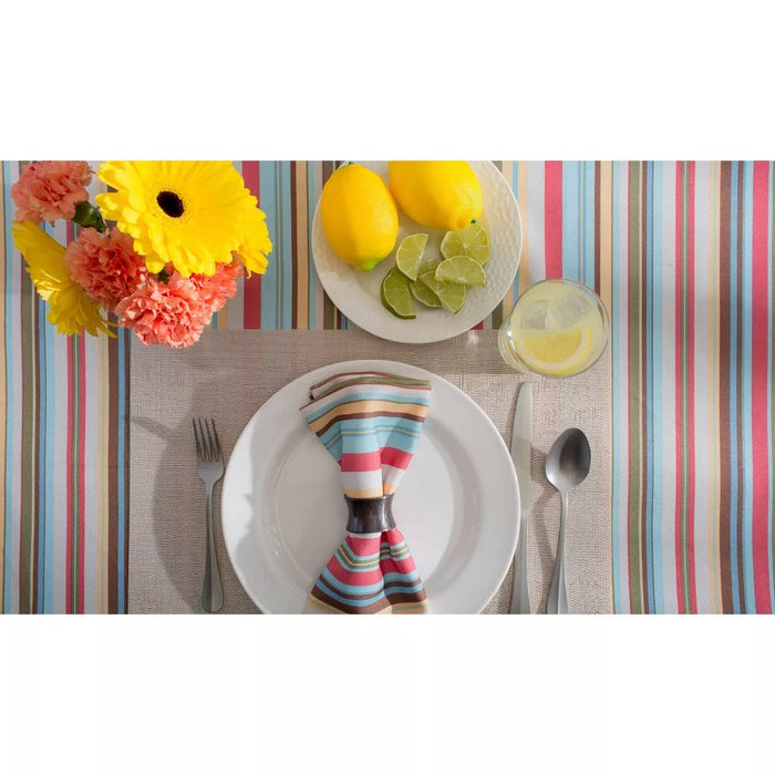 60"R Summer Stripe Outdoor Tablecloth - Design Imports