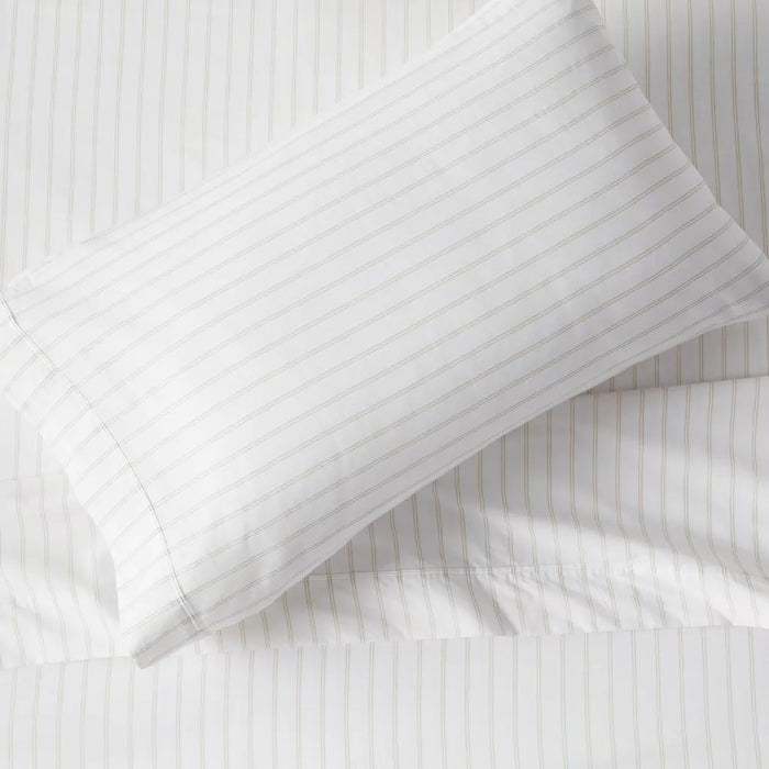 Standard 300 Thread Count Ultra Soft Printed Pillowcase Khaki Stripe - Threshold