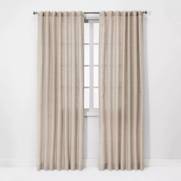 1pc 54"x84" Light Filtering Linen Window Curtain Panel Natural - Threshold
