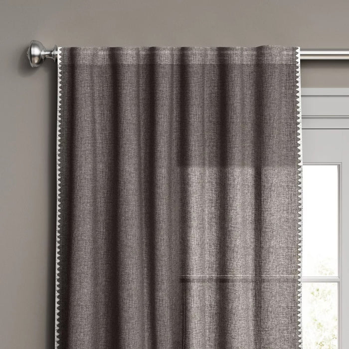 1pc 54"x84" Light Filtering Stitched Edge Window Curtain Panel Dark Gray - Threshold