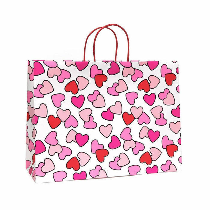 XL Valentine's Day Gift Bag Hearts on Pink - Spritz™