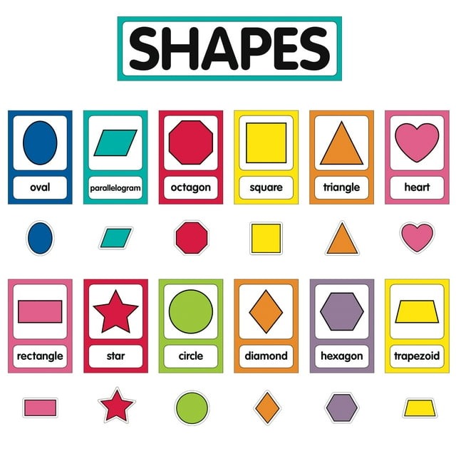 Schoolgirl Style Just Teach Shape Cards Mini Bulletin Board Set, 25 Pieces