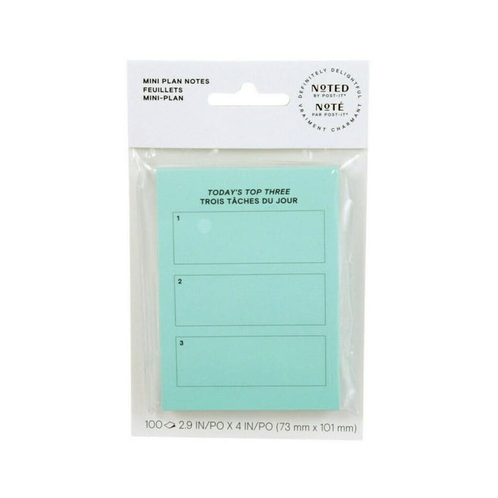 Post-it Brand, Turquoise Top 3 Notes, 3 in x 4 in, 1 Pad/Pack, 100 Sheets/Pad