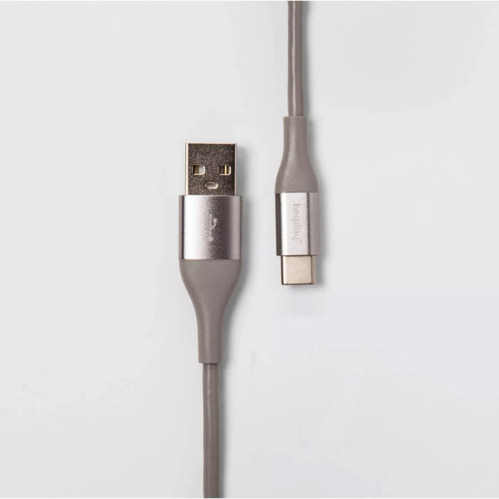 Heyday 6' USB-C to USB-a Round Cable - Cool Gray/Silver Open Box