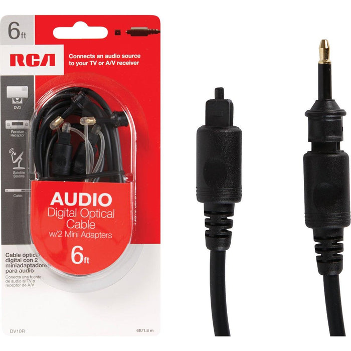 RCA 6FT DIGITAL OPTICAL CABLE W/ADAPTERS Open Box