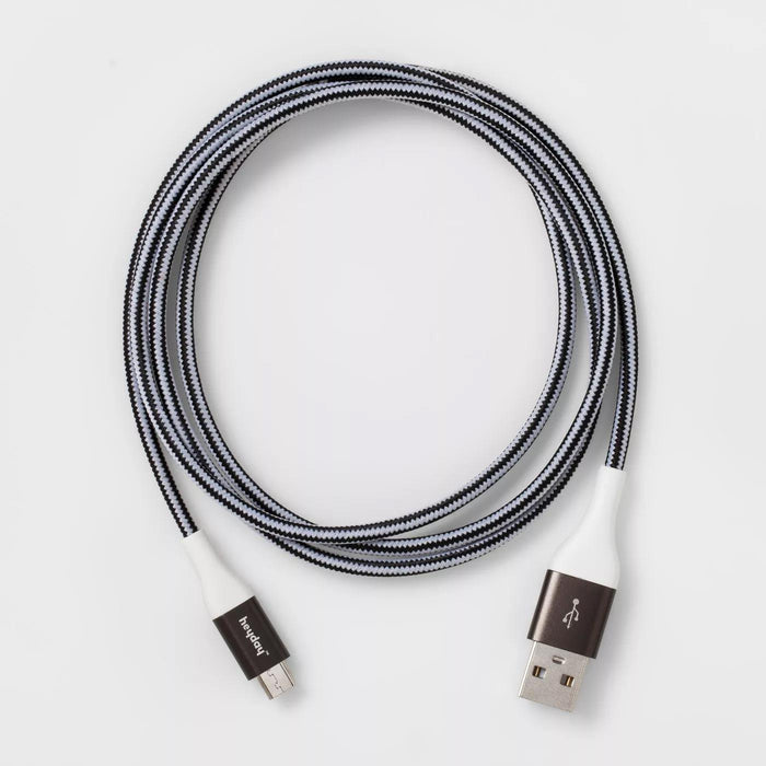 Heyday Micro USB to USB-a Braided Cable 4ft - Black/White Open Box