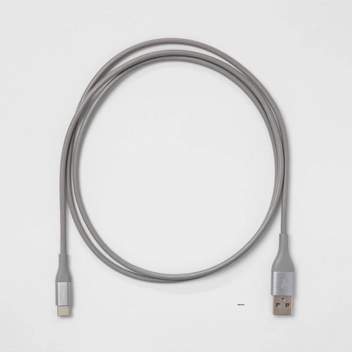 Heyday 4' USB-C to USB-a Round Cable - Cool Gray/Silver