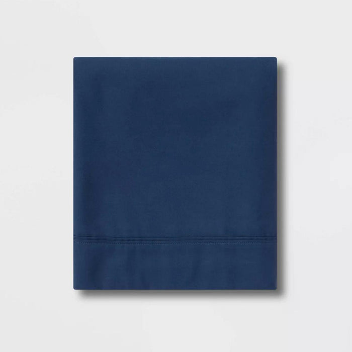 Queen 300 Thread Count Ultra Soft Flat Sheet Dark Blue - Threshold Open box