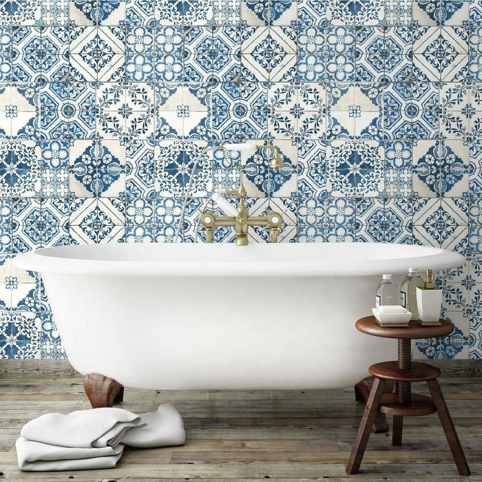Roommates Decor Modern Mediterranian Tile Peel & Stick Wallpaper - Blue