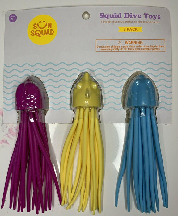 Sun Squad 3 Pack Swimming Pool Squid Dive Toys