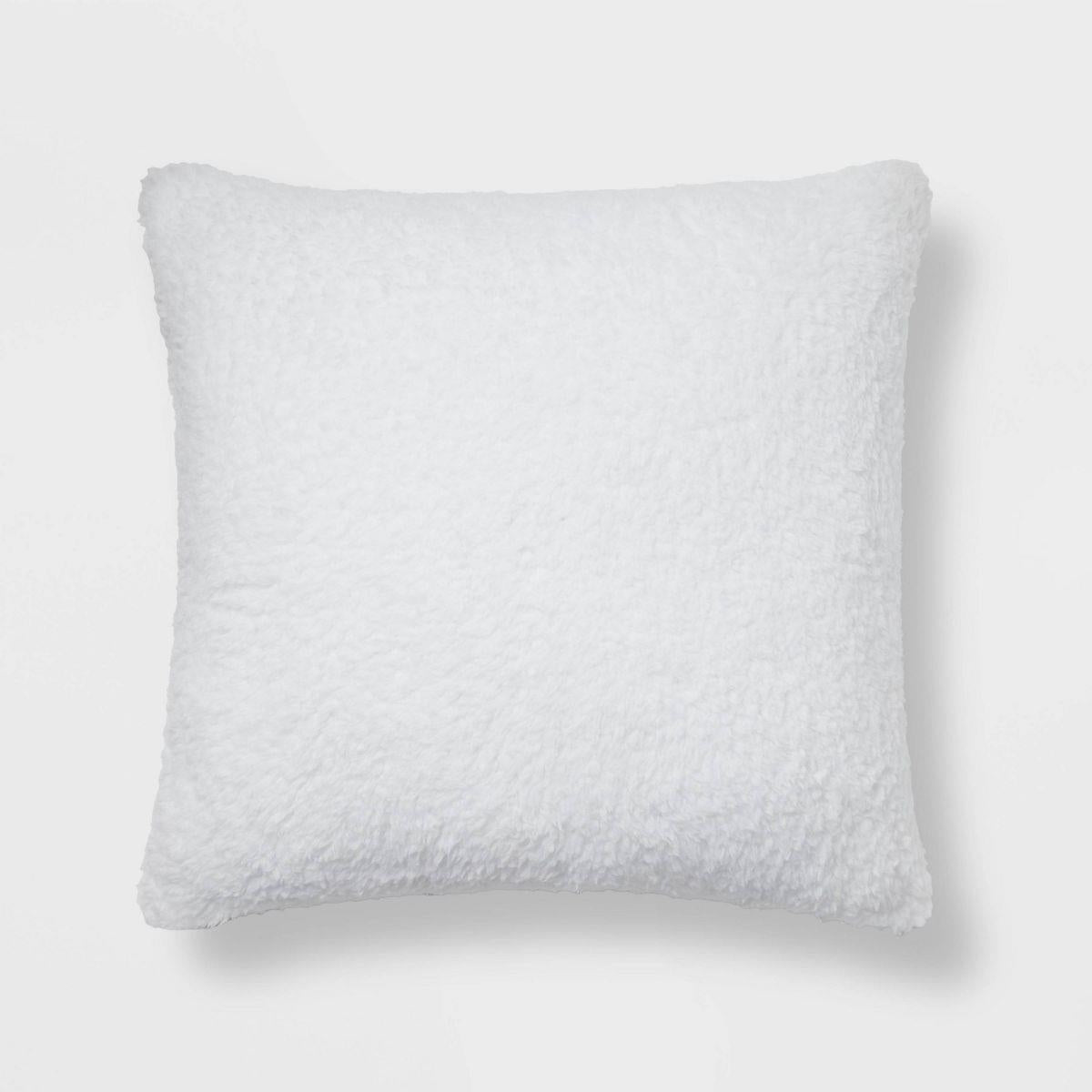 Oversized Sherpa Square Pillow Light Peach - Room Essentials™