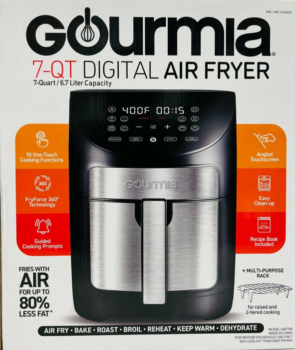 Gourmia GAF798 7 Quart Digital Air Fryer 10 One-Touch Cooking Functions Open Box