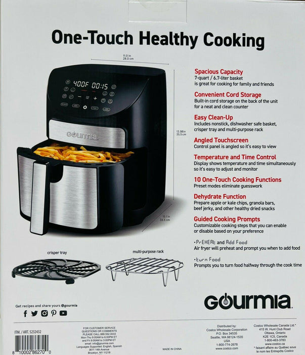 Gourmia GAF798 7 Quart Digital Air Fryer 10 One-Touch Cooking Functions Open Box