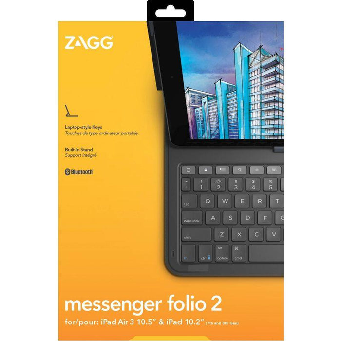 ZAGG Keyboard Messenger Folio 2 - Apple iPad 10.2/10.5 - Charcoal Open Box