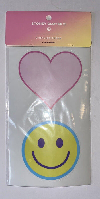 Stoney Clover Lane Ln Heart Smiley Face Vinyl Stickers 4 Sheets / 8 Stickers