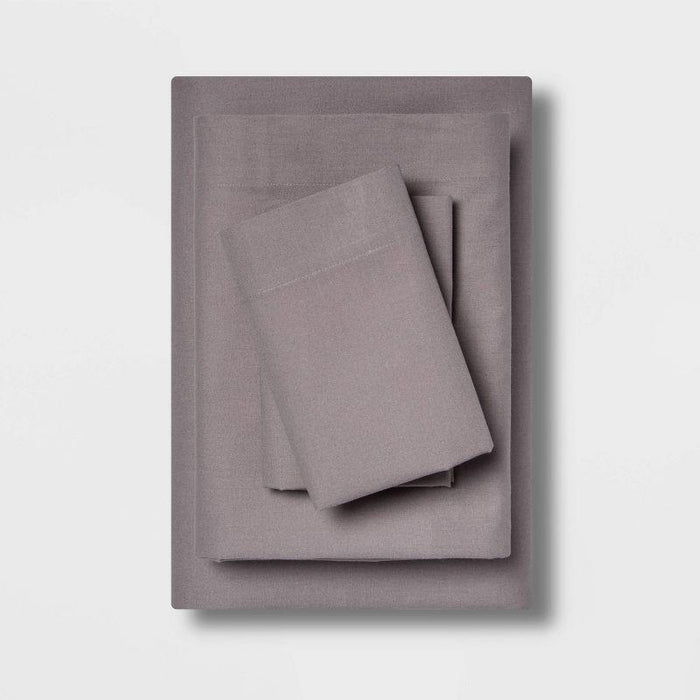 Twin/Twin XL Easy Care Solid Sheet Set Gray - Room Essentials