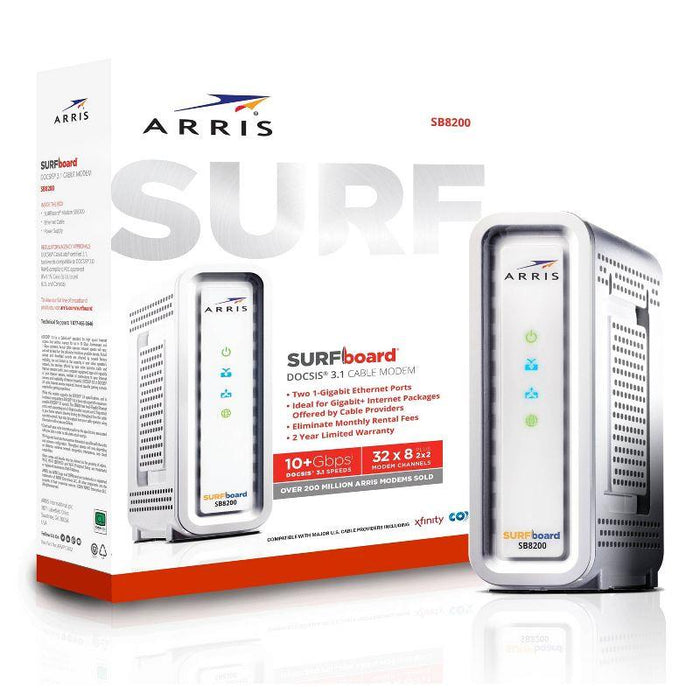 ARRIS SURFboard DOCSIS 3.1 Cable Modem, Model SB8200 (White) Open Box