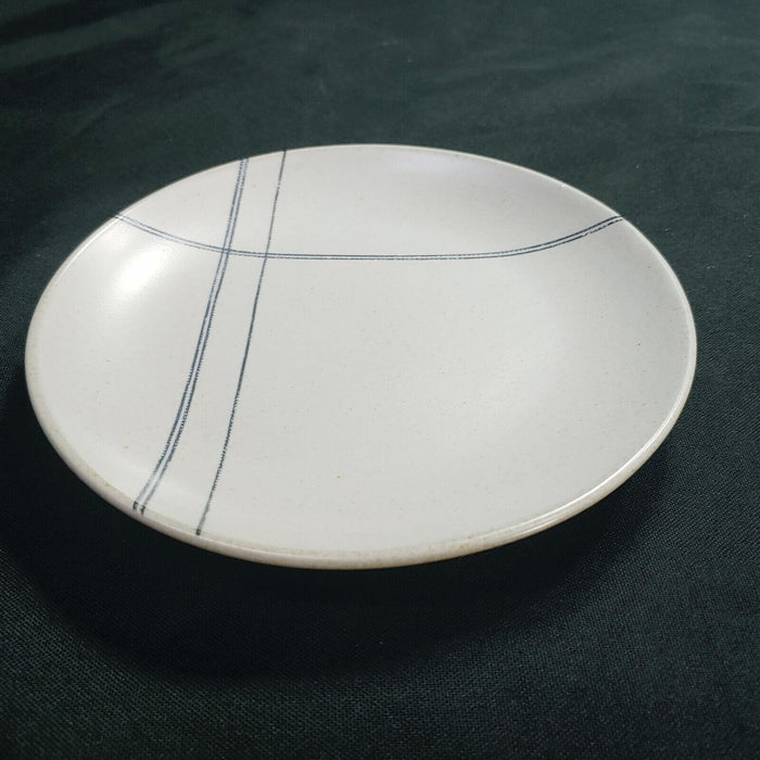 Engineered Stripe Stoneware Appetizer Plate Blue/Sour Cream - Hearth & Hand™ with Magnolia
