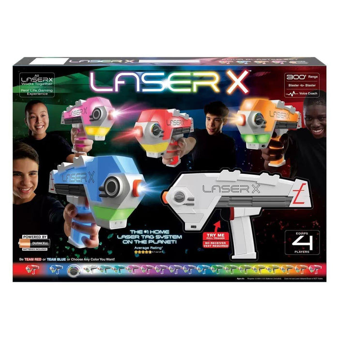 Laser X 4 Pack Blaster Laser Toy Game 4 Player Laser Gaming with Batteries Open Box