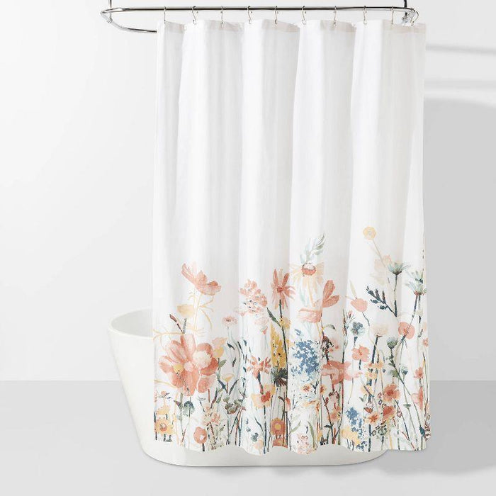 Watercolor Engineered Floral Shower Curtain - Threshold