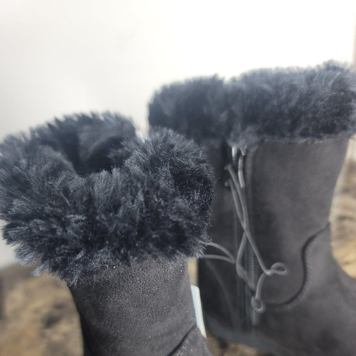 Toddler Girls' Leah Zipper Slip-On Shearling Style Winter Boots - Cat & Jack Black 6