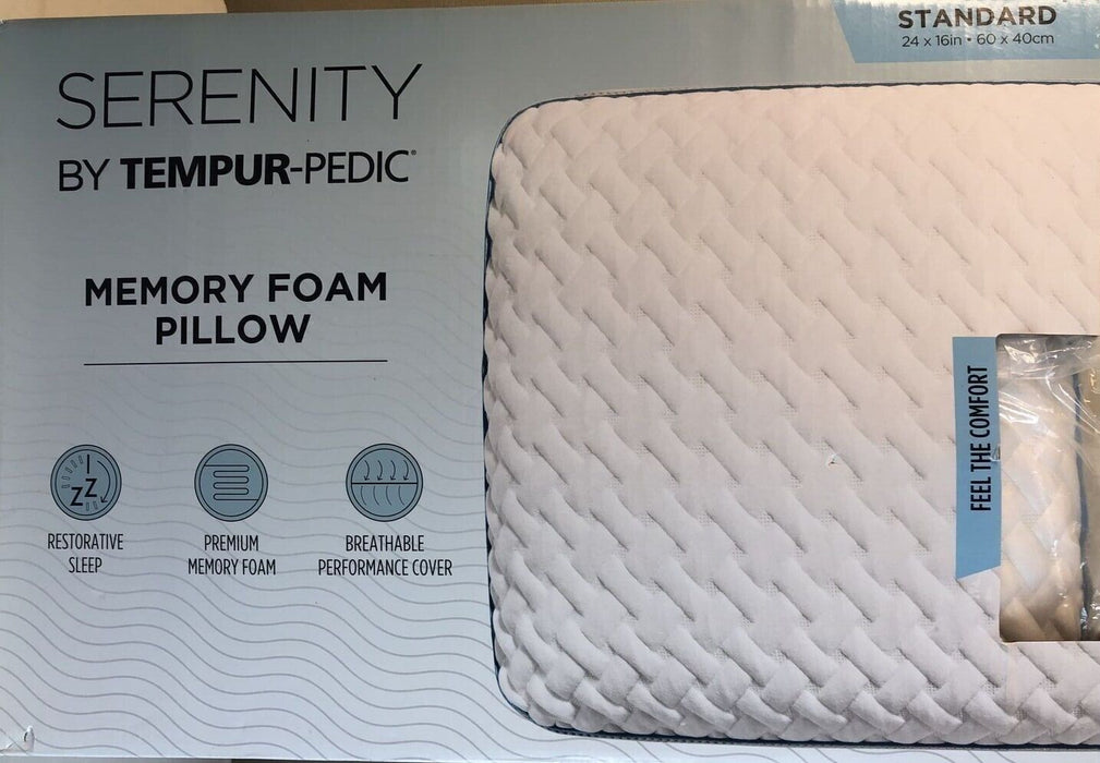 Serenity by Tempur-Pedic Memory Foam Pillow Standard 24in X 16in Open Box