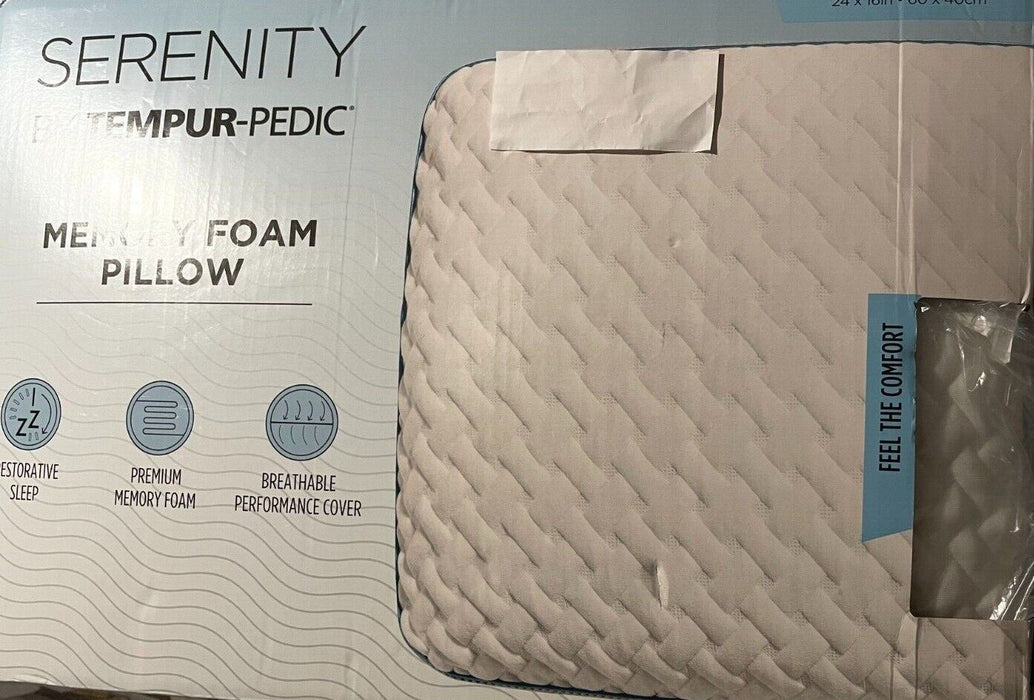 Serenity by Tempur-Pedic Memory Foam Pillow Standard 24in X 16in Open Box