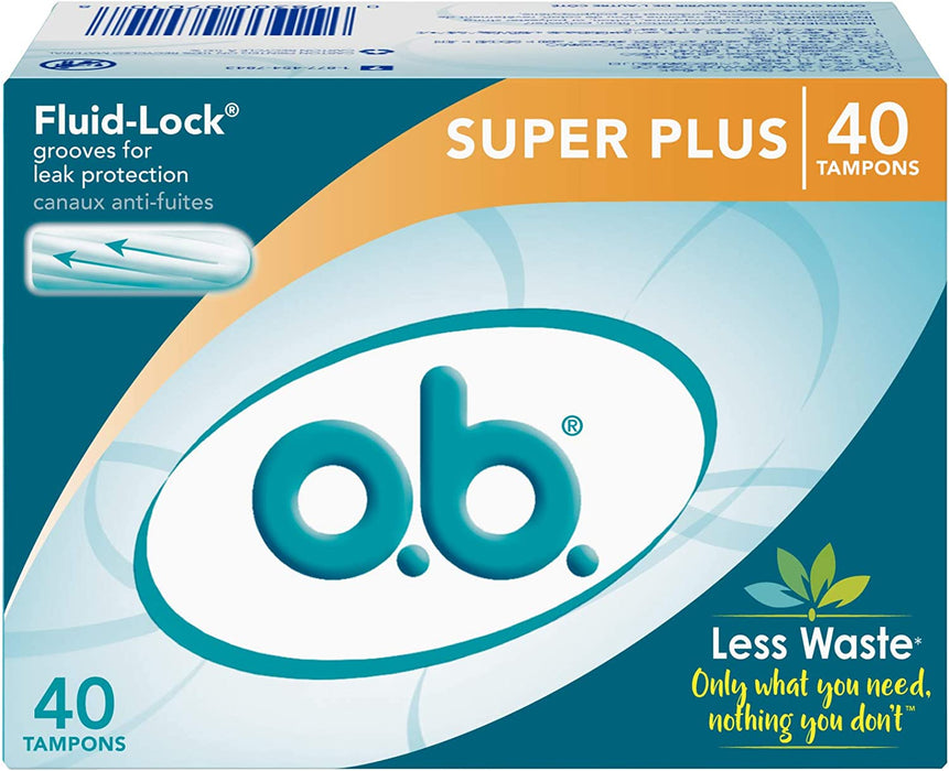 O.B. Applicator Free Digital Tampons Super Plus Absorbency - 40 Count
