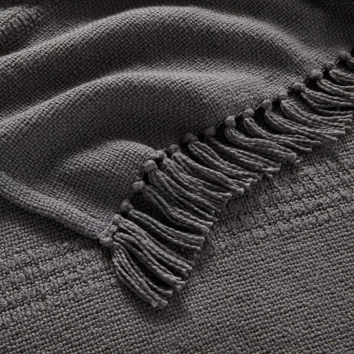 Woven Textural Striped Bed Throw Dark Gray - Threshold™
