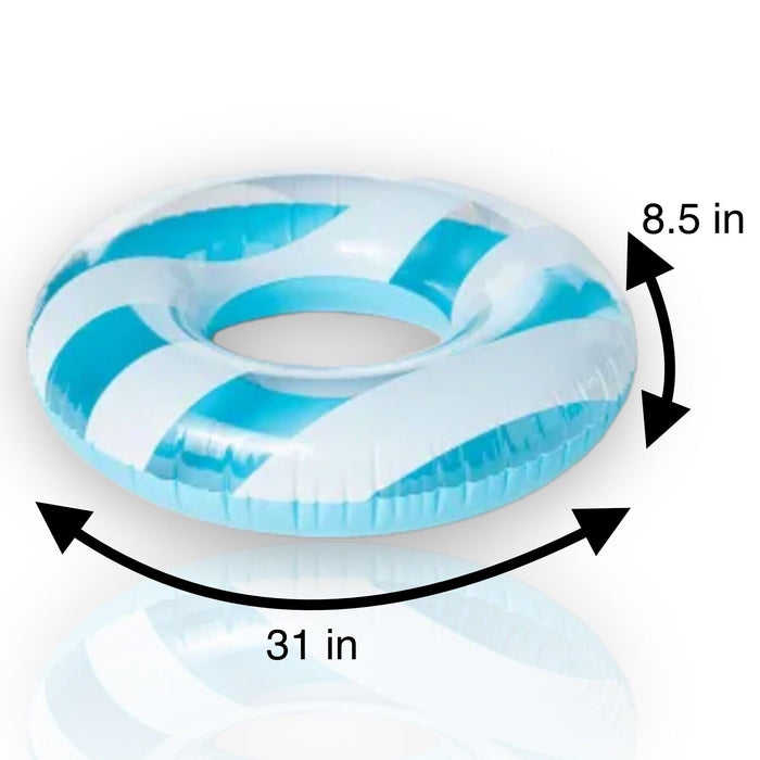Sun Squad 31 Inches Diameter Inflatable Swim Tube Light Blue w/Stripes 9x31 In