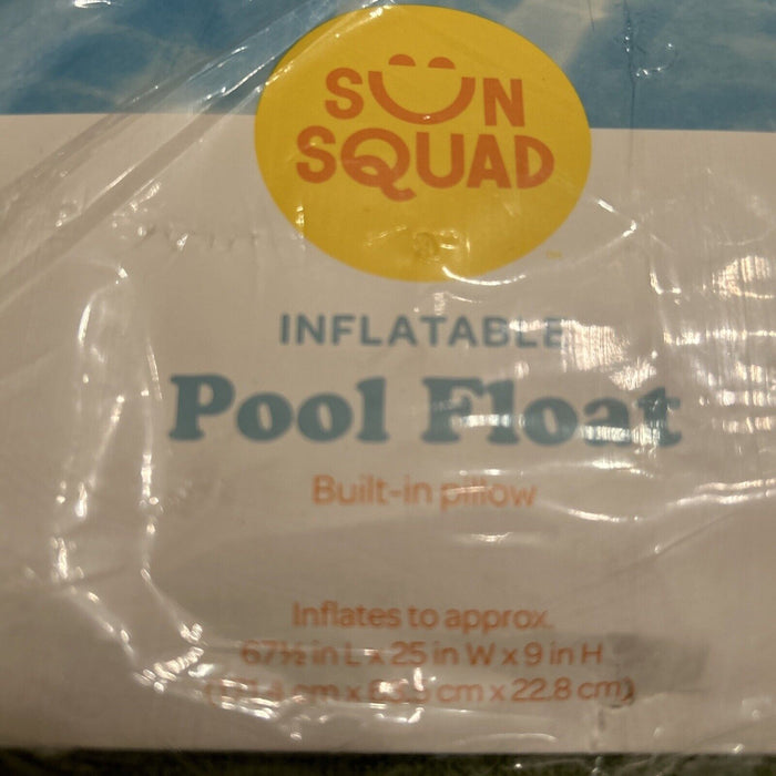 NEW Sun Squad Inflatable Palm Pattern Pool Float Built in Pillow 67" L & 25" W