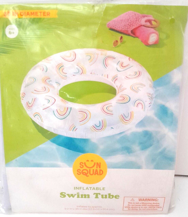 Rainbow Print Inflatable Swim Tube - Sun Squad™