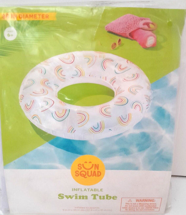 Rainbow Print Inflatable Swim Tube - Sun Squad™