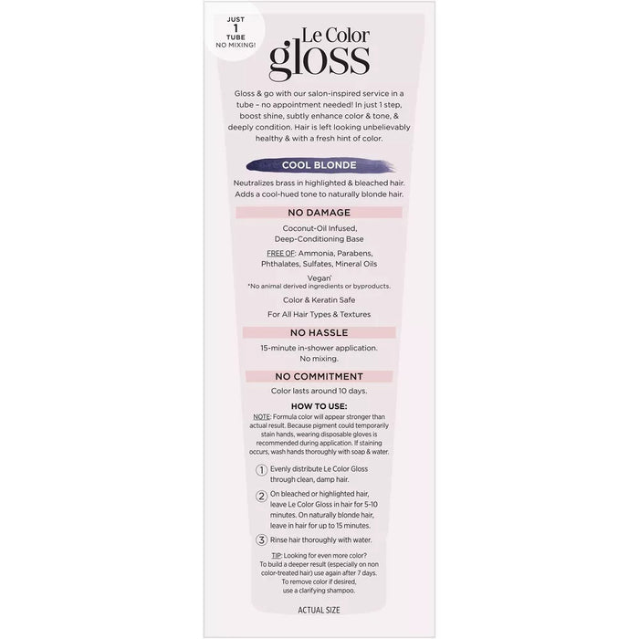 L'Oreal Paris Le Color Gloss One Step in-Shower Toning Gloss - Cool Blonde - 4 Fl Oz