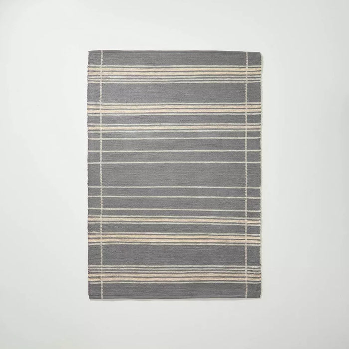 5'x7' Wool Blend Variegated Stripe Area Rug Dark Gray - Hearth & Hand with Magnolia