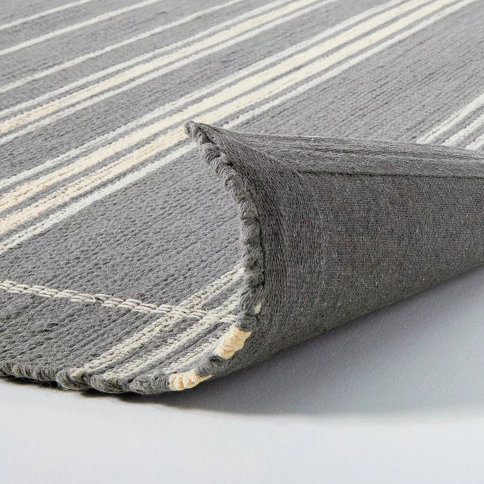 5'x7' Wool Blend Variegated Stripe Area Rug Dark Gray - Hearth & Hand with Magnolia