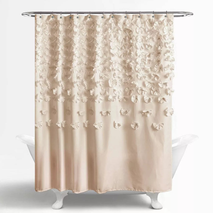 Lucia Scattered Flower texture Shower Curtain Ivory - Lush Décor