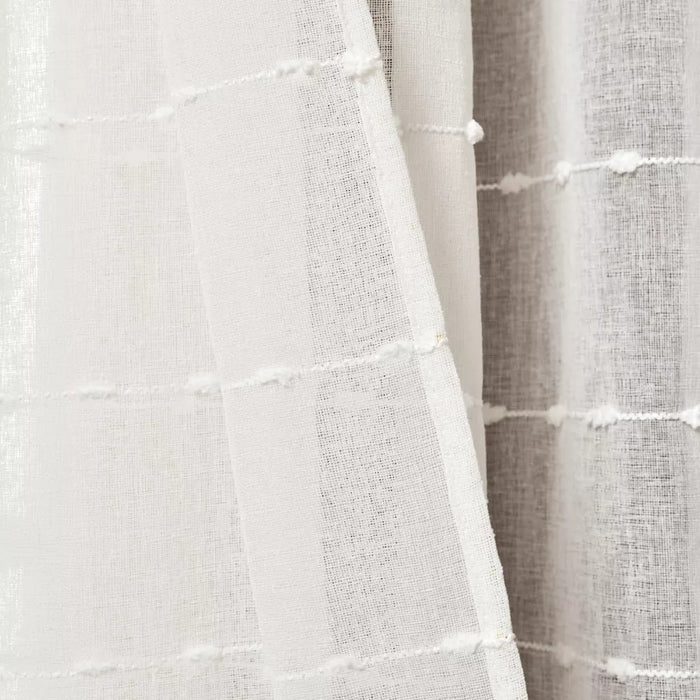 Set of 2 (84"x38") Farmhouse Texture Grommet Sheer Window Curtain Panels White - Lush Décor