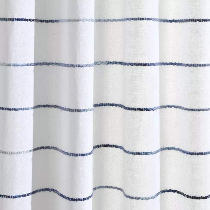 Ombre Striped Yarn Dyed Cotton Shower Curtain White/Navy - Lush Décor