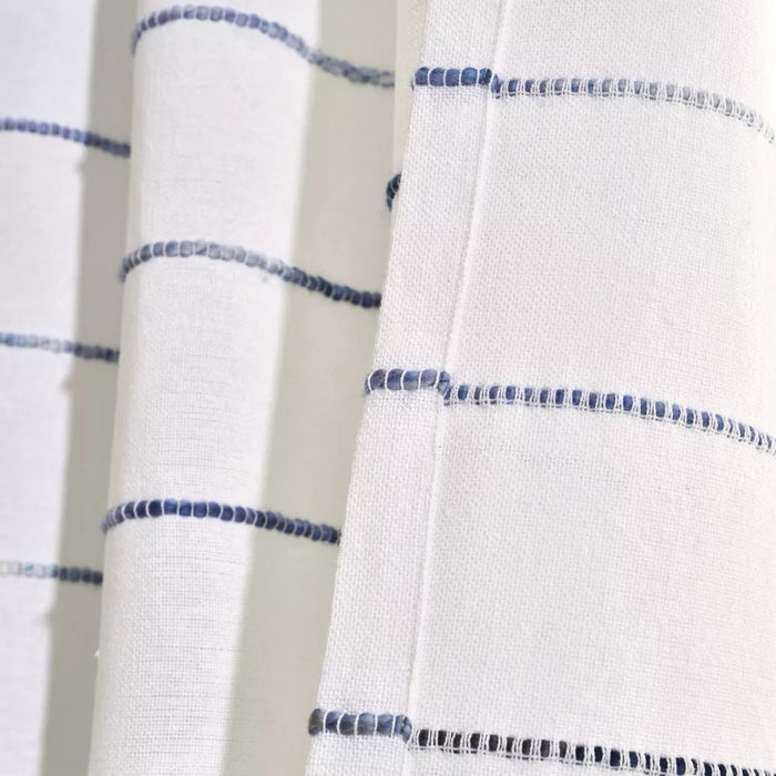 Ombre Striped Yarn Dyed Cotton Shower Curtain White/Navy - Lush Décor