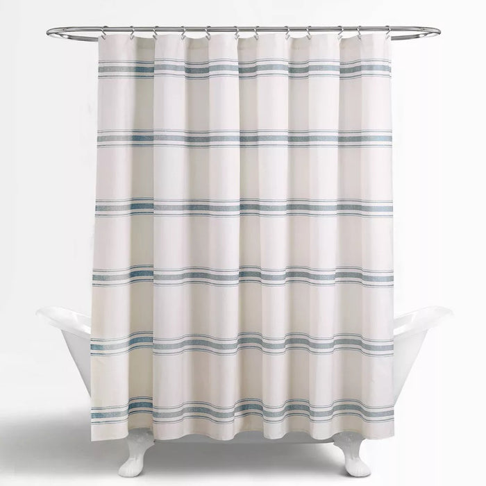 Farmhouse Striped Shower Curtain Blue - Lush Décor