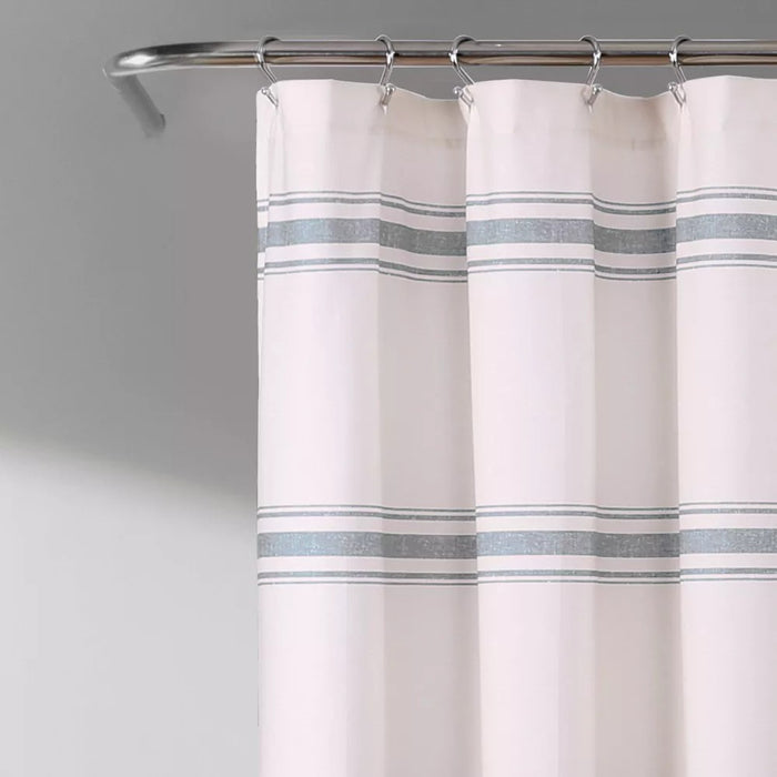 Farmhouse Striped Shower Curtain Blue - Lush Décor