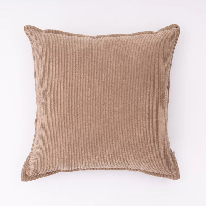 18"x18" Corduroy Ribbed Square Throw Pillow Light Brown - freshmint