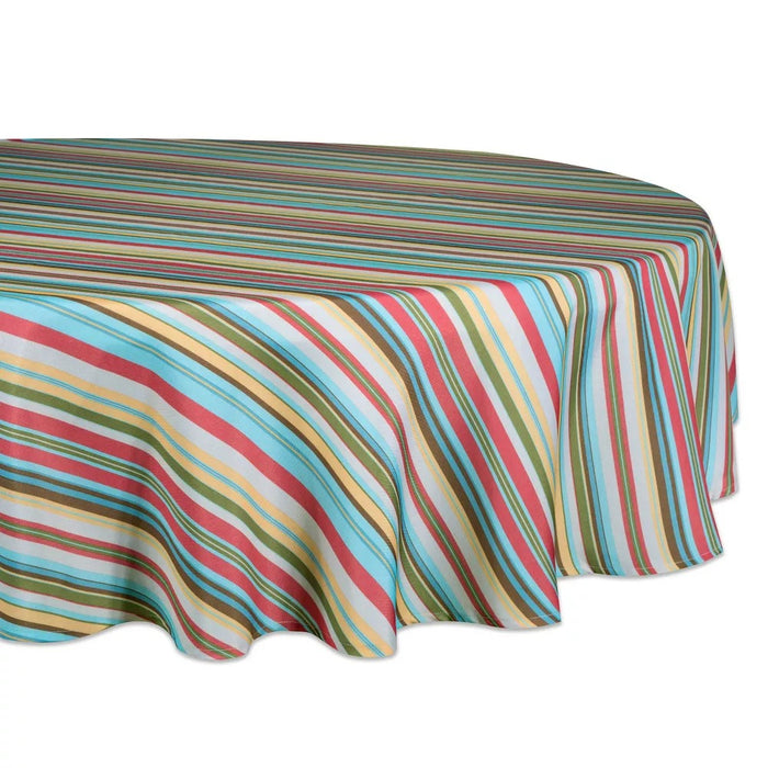 60"R Summer Stripe Outdoor Tablecloth - Design Imports