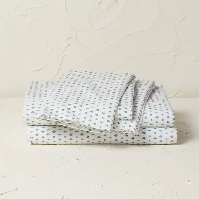 Twin/Twin XL Printed Cotton Percale Sheet Set Teal Dash - Opalhouse™ Designed with Jungalow™