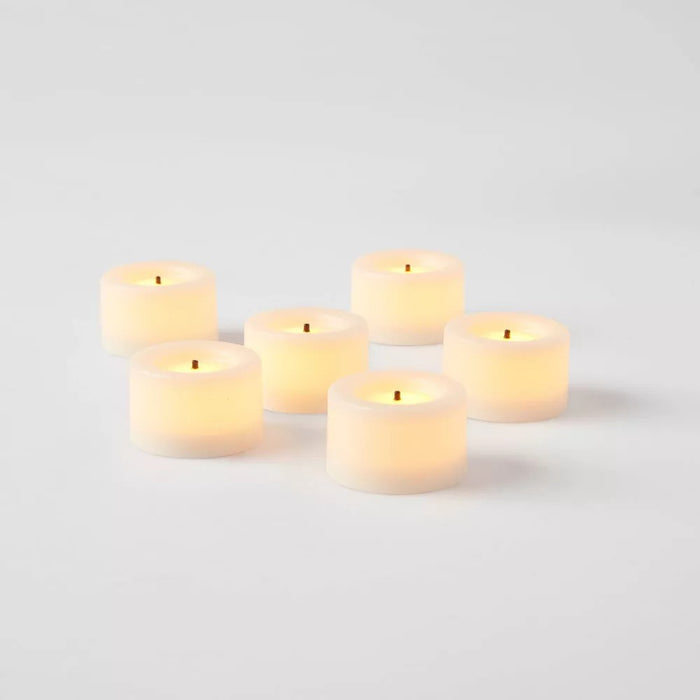 6pk LED Tealight Flameless Black Wick Candle Cream - Threshold™